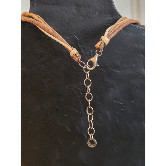 Silpada Howlite Multi Strand Necklace Leather Turquoise Sterling Silver .925 18" - Picture 4 of 10